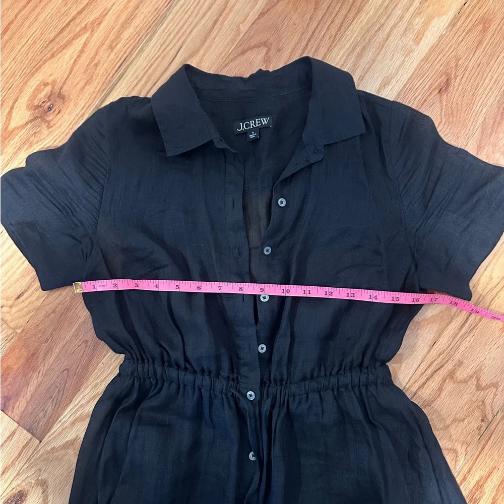 J.Crew Sheer Black Button-Front Tie Waist Women's Dress Size 0